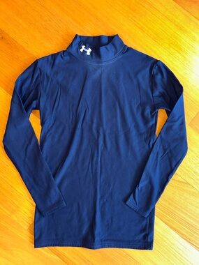 Under Armour Navy Blue Long Sleeve Compression Cold Gear Shirt Youth Large
